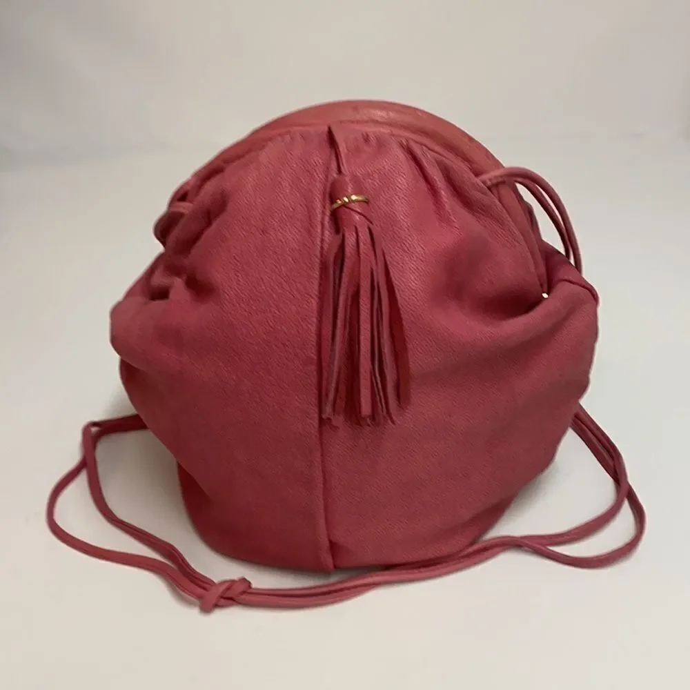 Vintage Valley Girl Pink Leather Clam Shell Crossbdy Bag A27‎